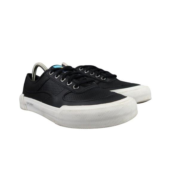 Sperry Shoes Womens 8 Sneakers Athletic Casual Soletide Leather Black Lace Up - Picture 1 of 12